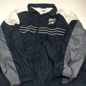 Miami Dolphins Mens Windbreaker Navy White size XL